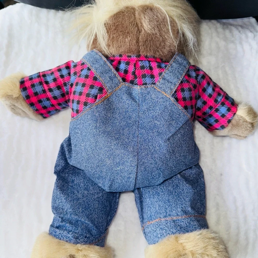 Guess Stuffed Animal with Denim and Pink Checkered Outfit